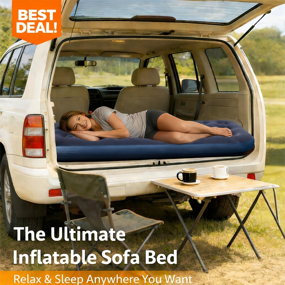Ergonomic Travel Inflatable Air Bed with Backrest & Built-in Headboard - Portable Lounge Sofa, Included Air Pump, All Seasons Camping Backpacking Beach Gear for Couples, Guest Rooms (Sports & Outdoor Sleeping Gear)