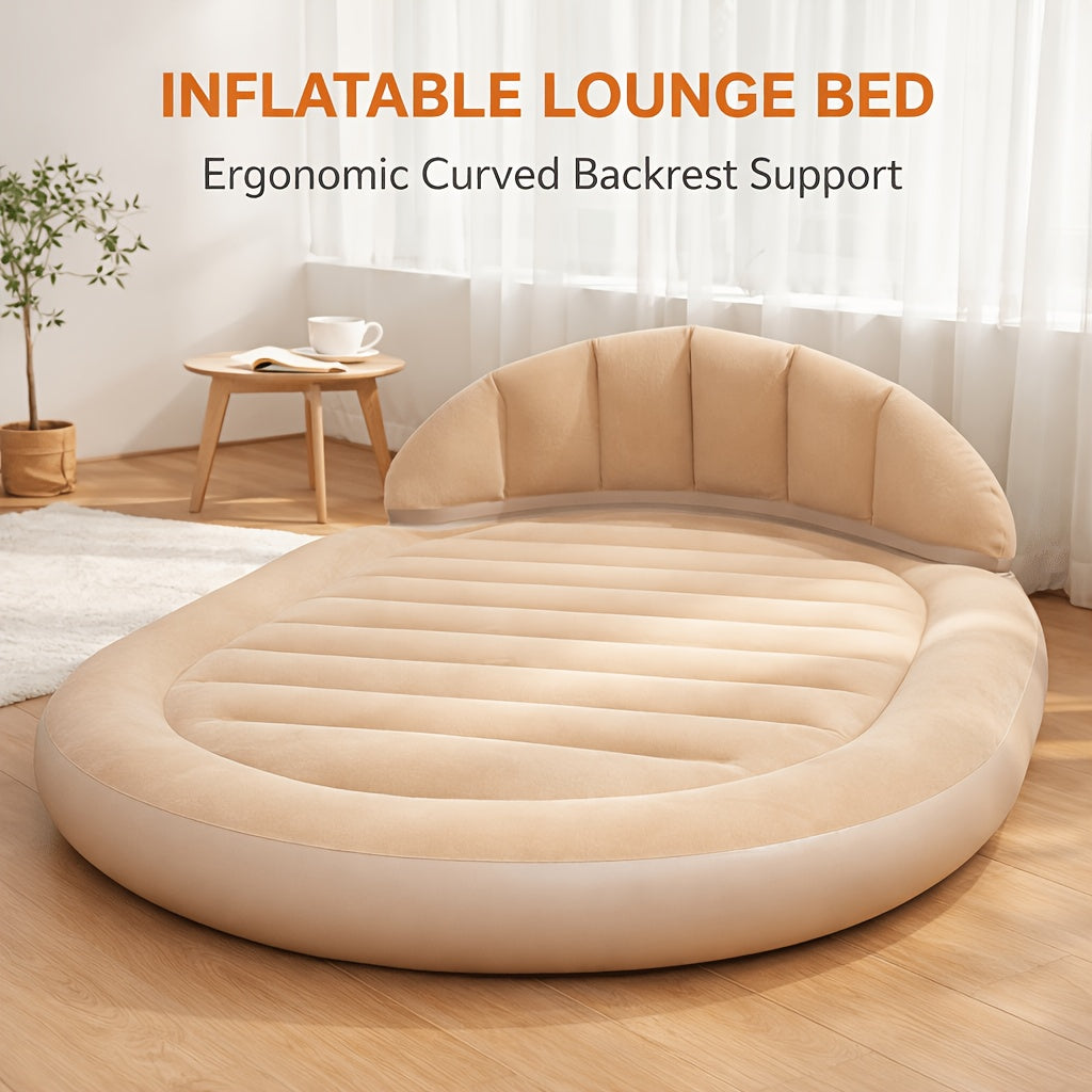 Ergonomic Travel Inflatable Air Bed with Backrest & Built-in Headboard - Portable Lounge Sofa, Included Air Pump, All Seasons Camping Backpacking Beach Gear for Couples, Guest Rooms (Sports & Outdoor Sleeping Gear)